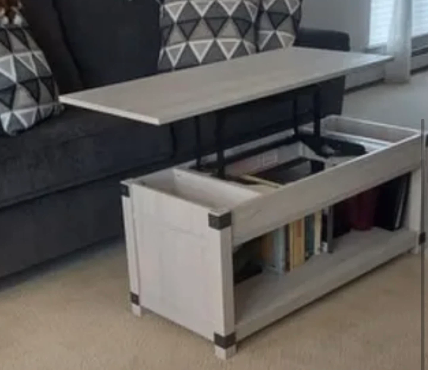 Lift Top Coffee Table with Storage Shelf - photo 4