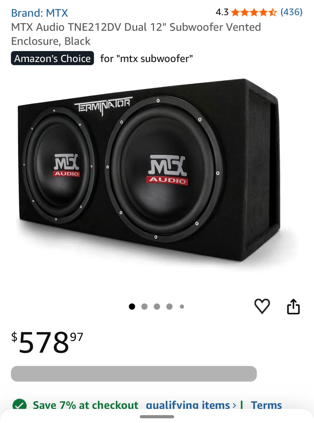 MTX Audio Terminator 12" Dual Subwoofer Vented Enclosure Black