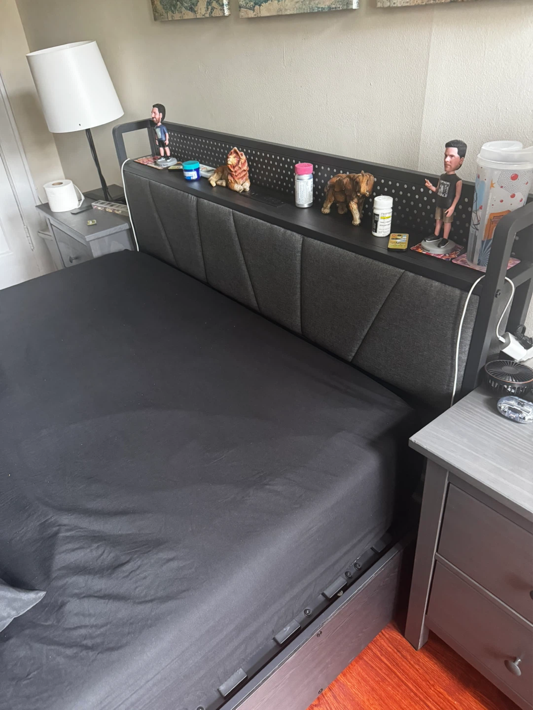 Dark Wood Storage Bed Frame (metal) - photo 2