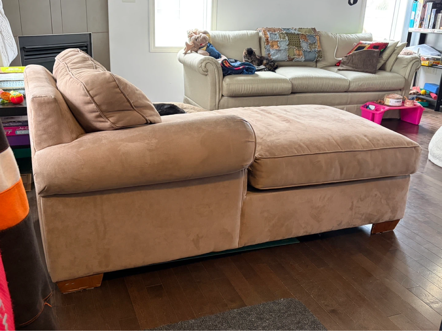 Tan Suede Chaise Lounge - photo 3