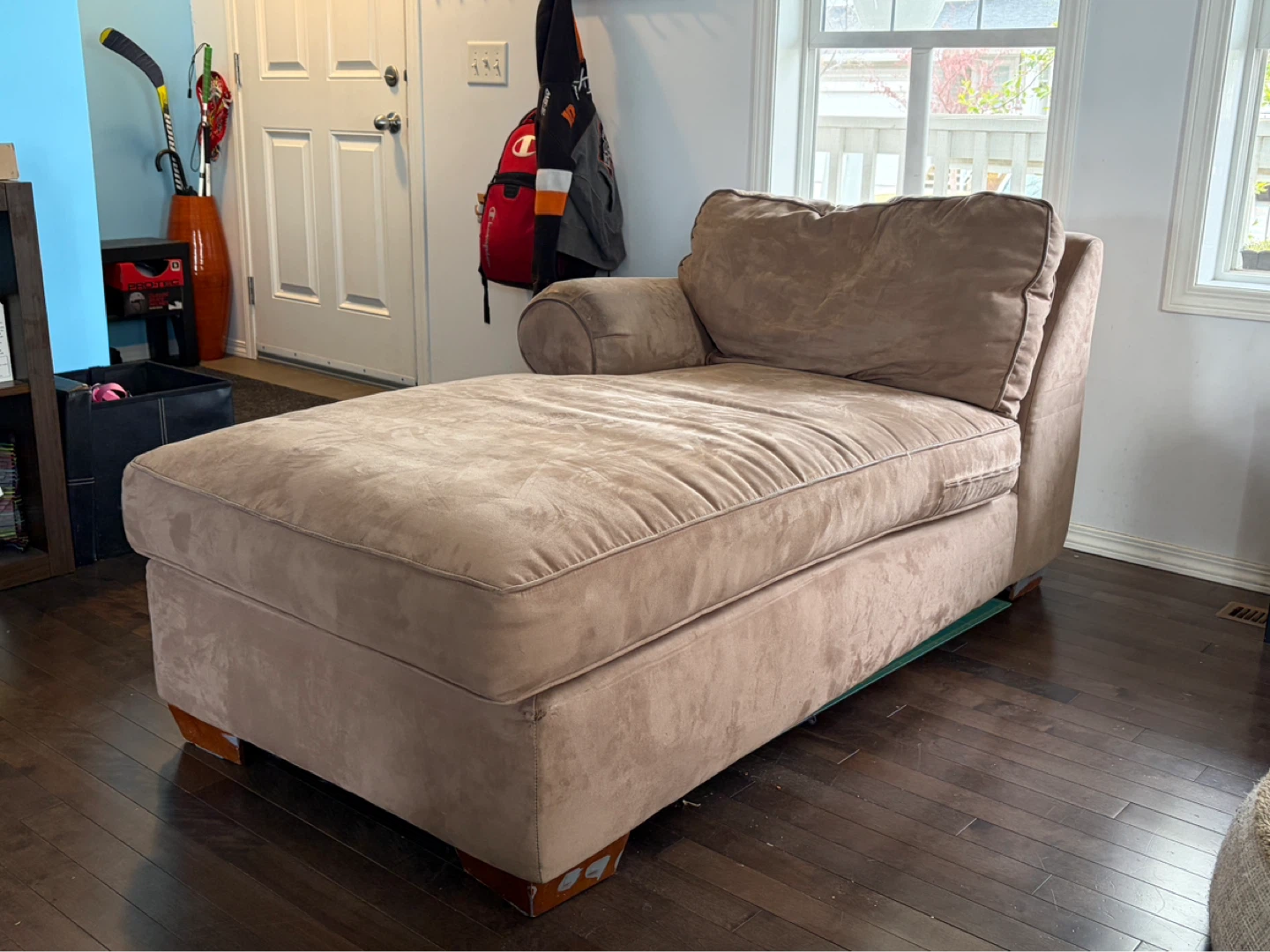 Tan Suede Chaise Lounge