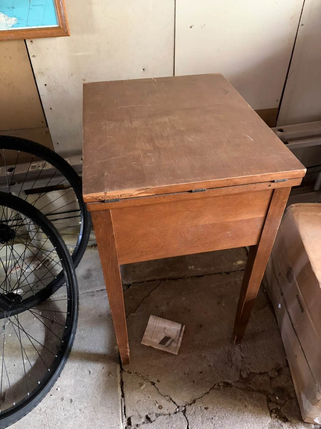Vintage Wooden Sewing Machine Table