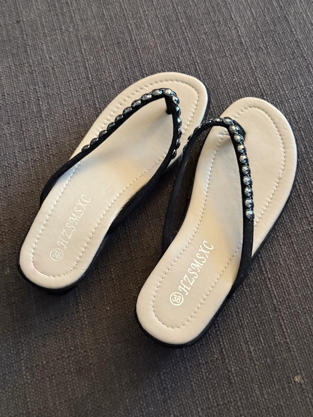 Black Embellished Flip Flops - photo 2