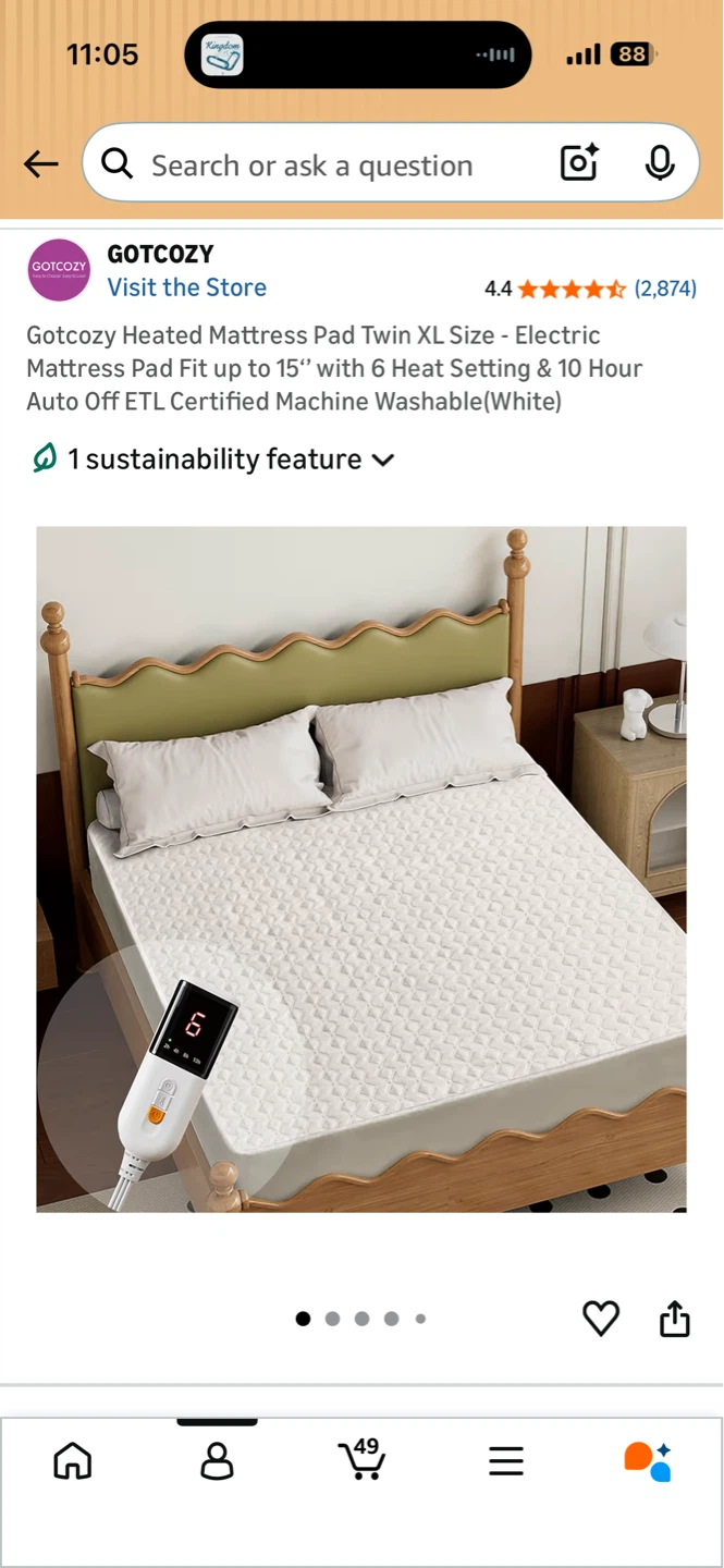 🚨TODAY ONLY🚨Heated Mattress Pad White, Twin XL