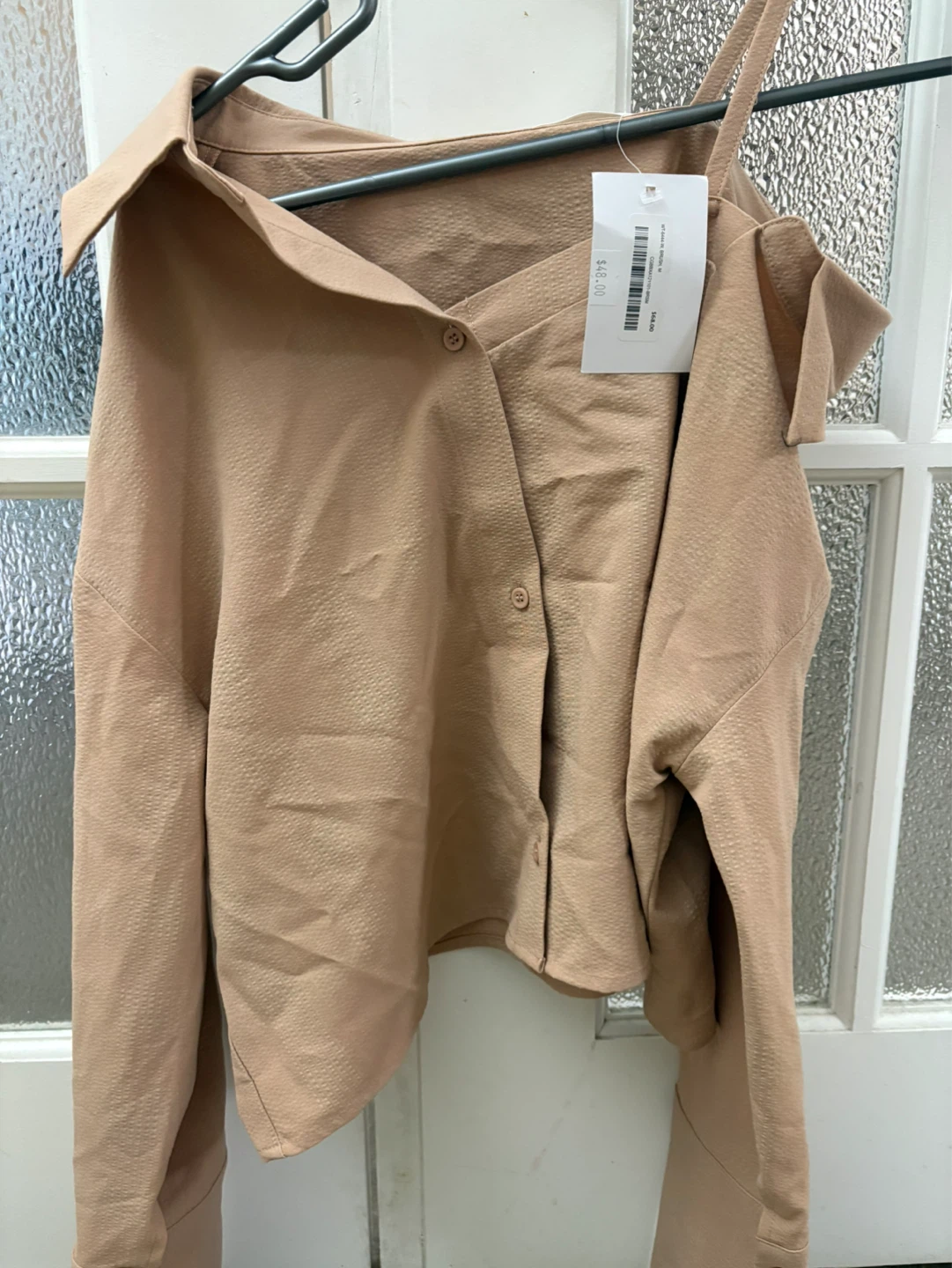 Light Brown Textured Collared Blouse