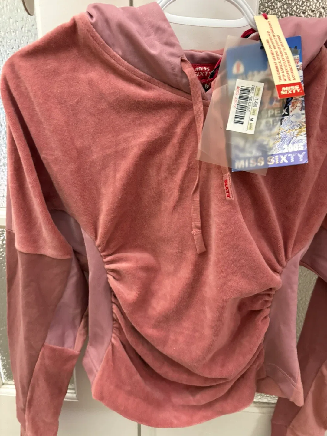 Miss Sixty Pink Velour Hoodie - Size M