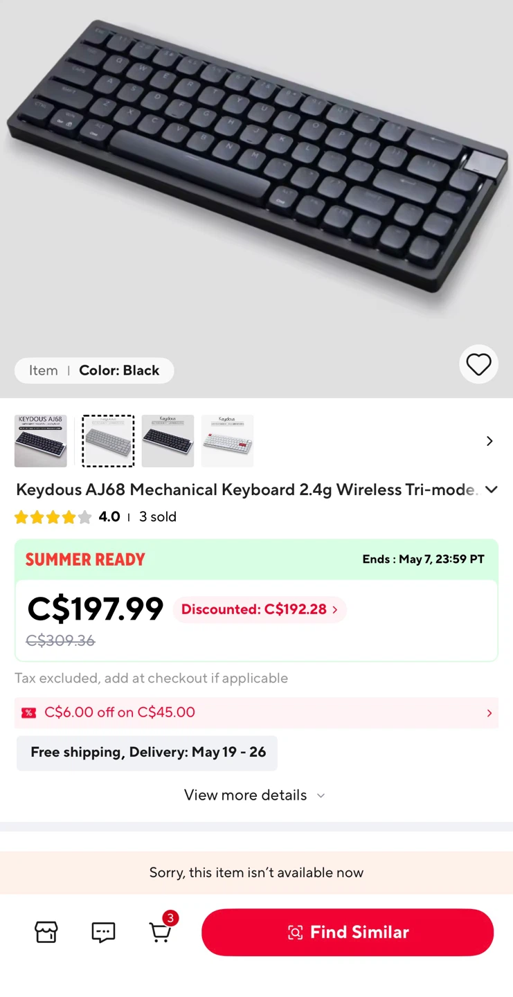 Keydous AJ68 low profile Mechanical Keyboard