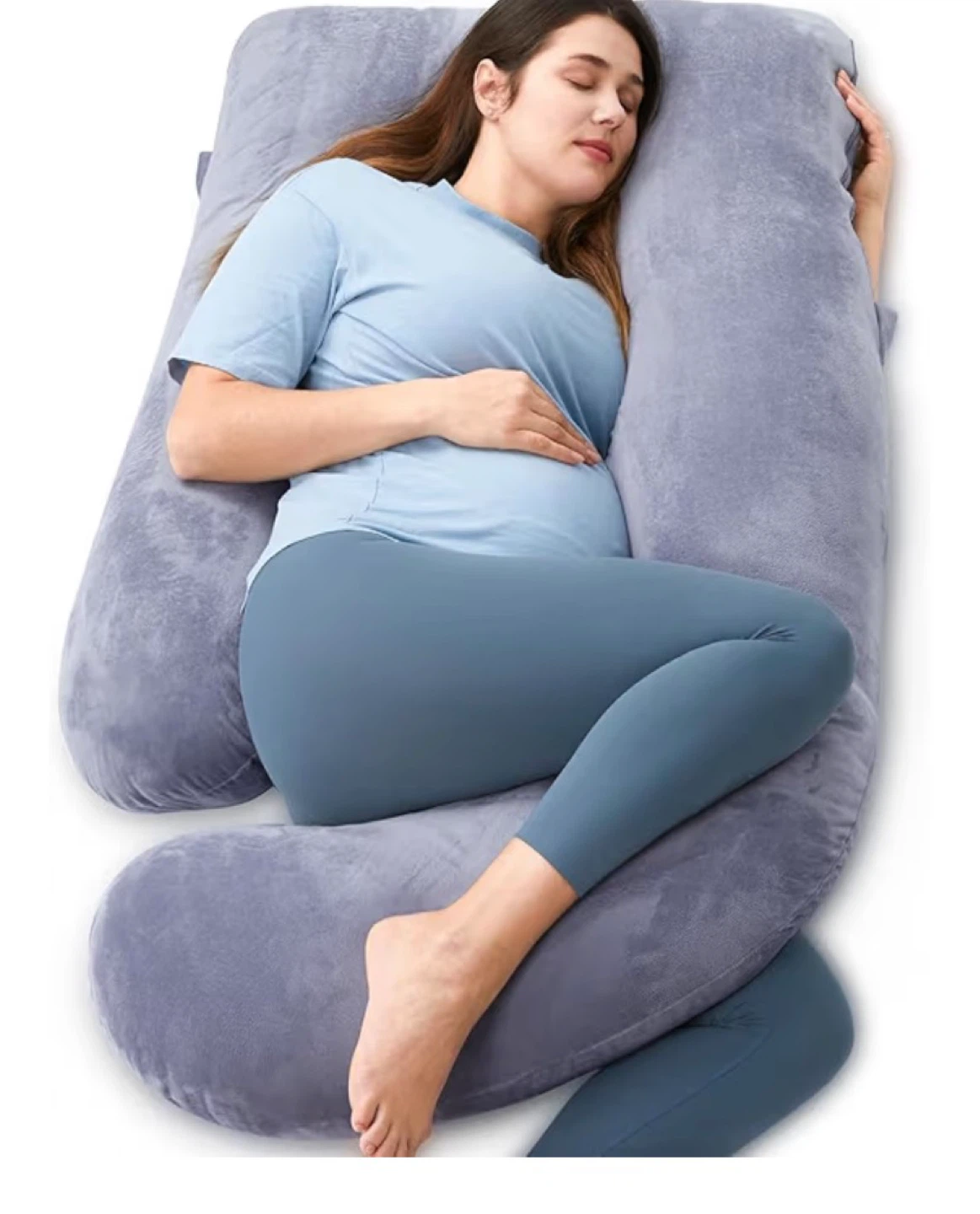Grey U-Shaped Full Body Maternity Pillow