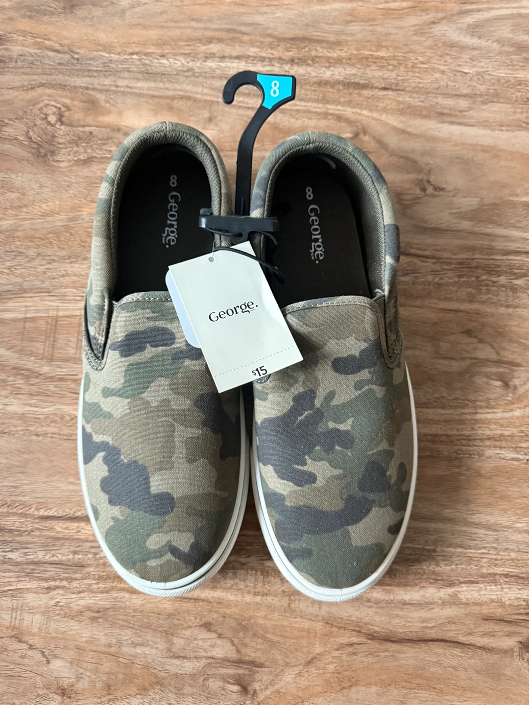 Brand New George Camo Slip-On Shoes Size 8