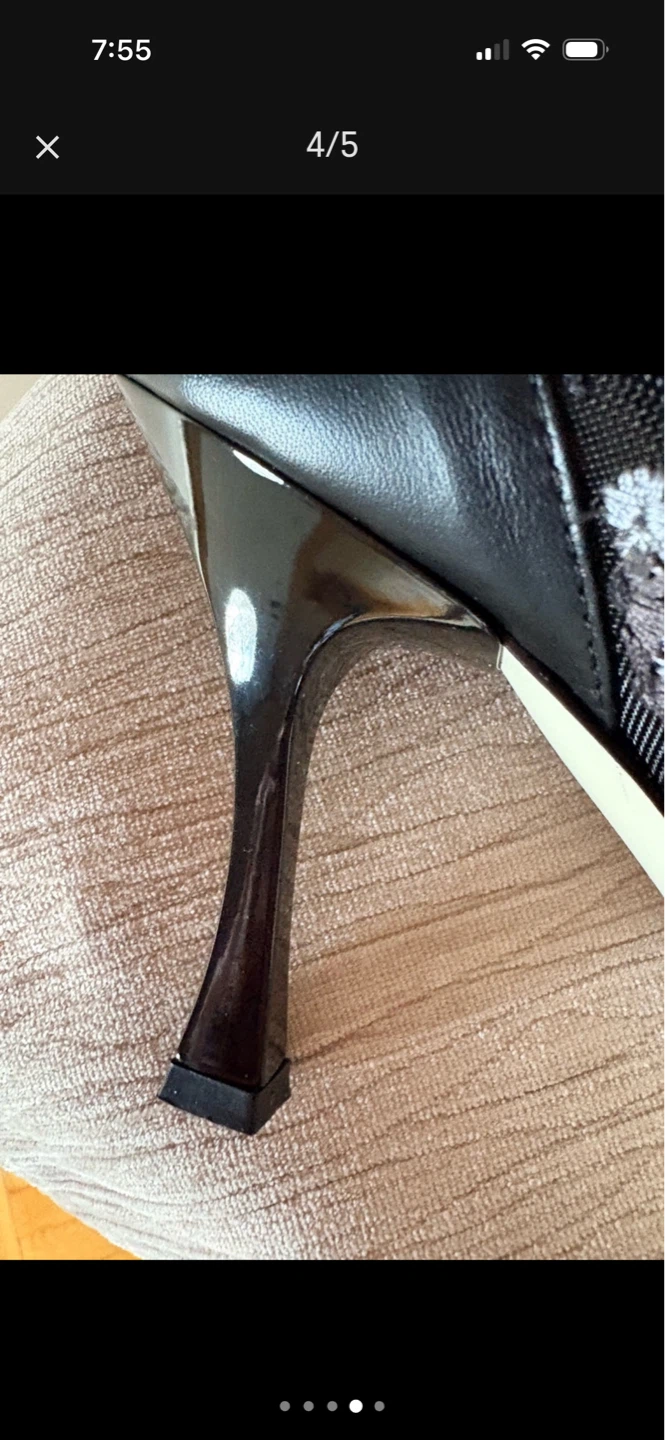 Ron White Black Mesh Floral Heels - Made in Italy - photo 3
