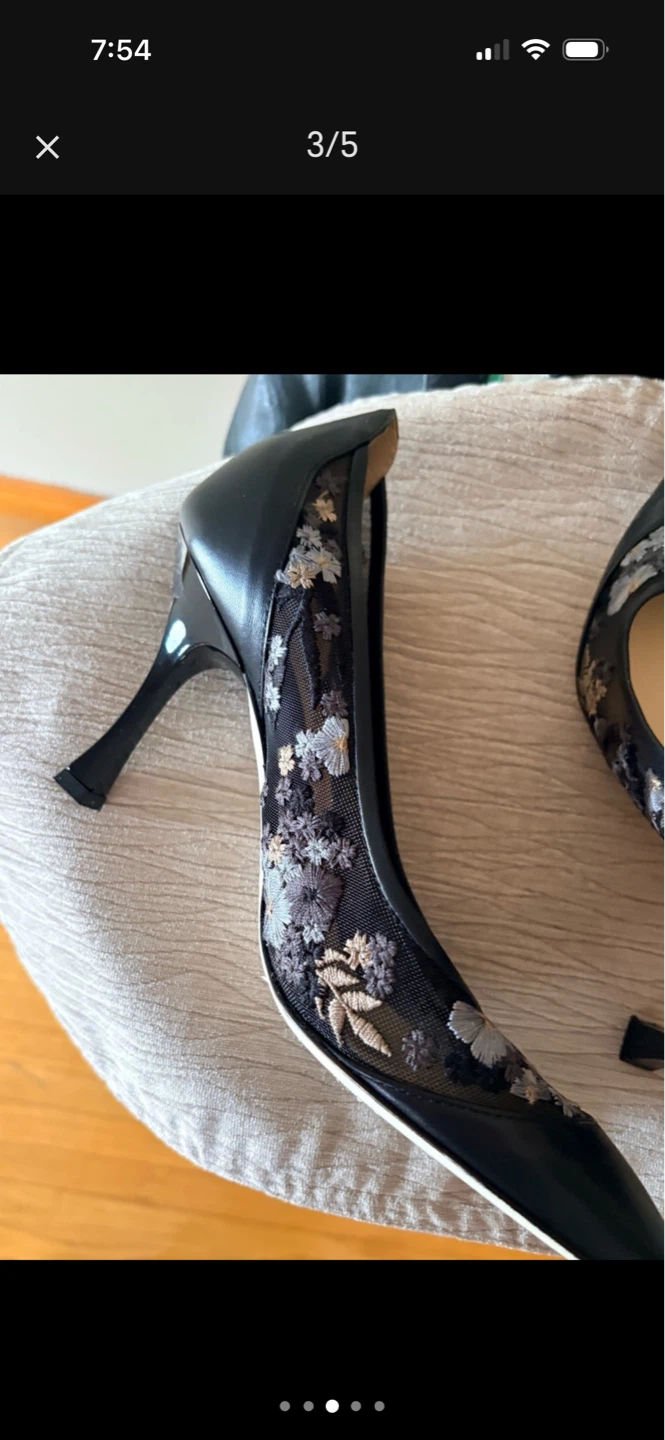 Ron White Black Mesh Floral Heels - Made in Italy - photo 2