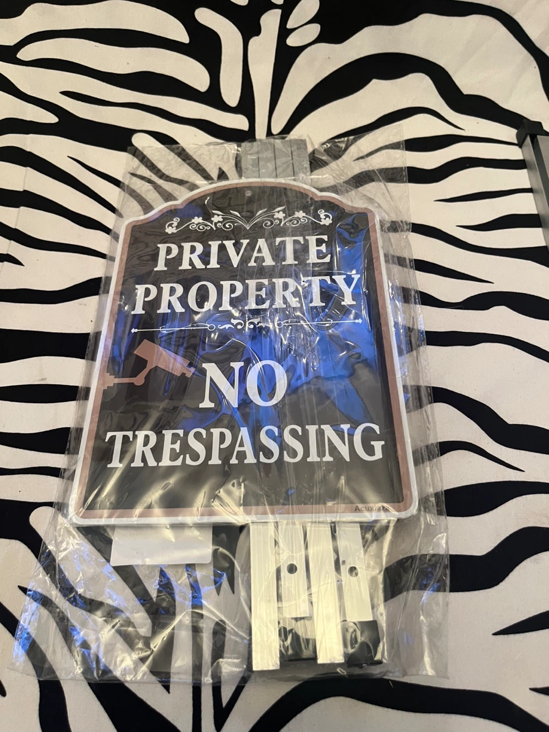 Set of 2 Metal No Trespassing Signs Private Property with Stake - photo 2
