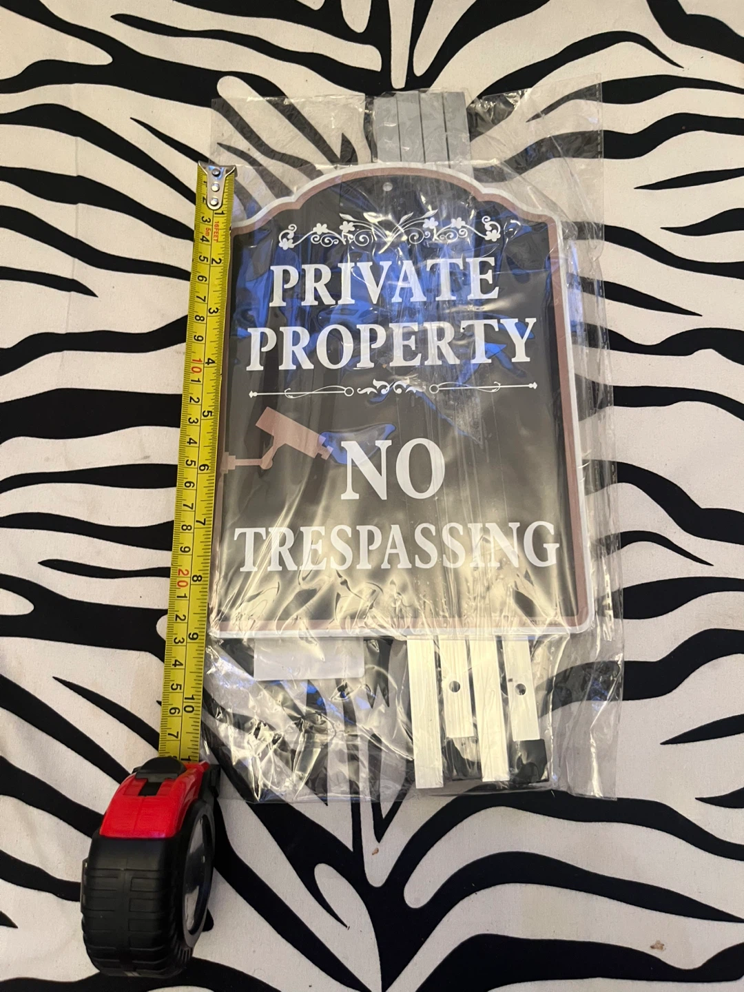 Set of 2 Metal No Trespassing Signs Private Property with Stake - photo 3