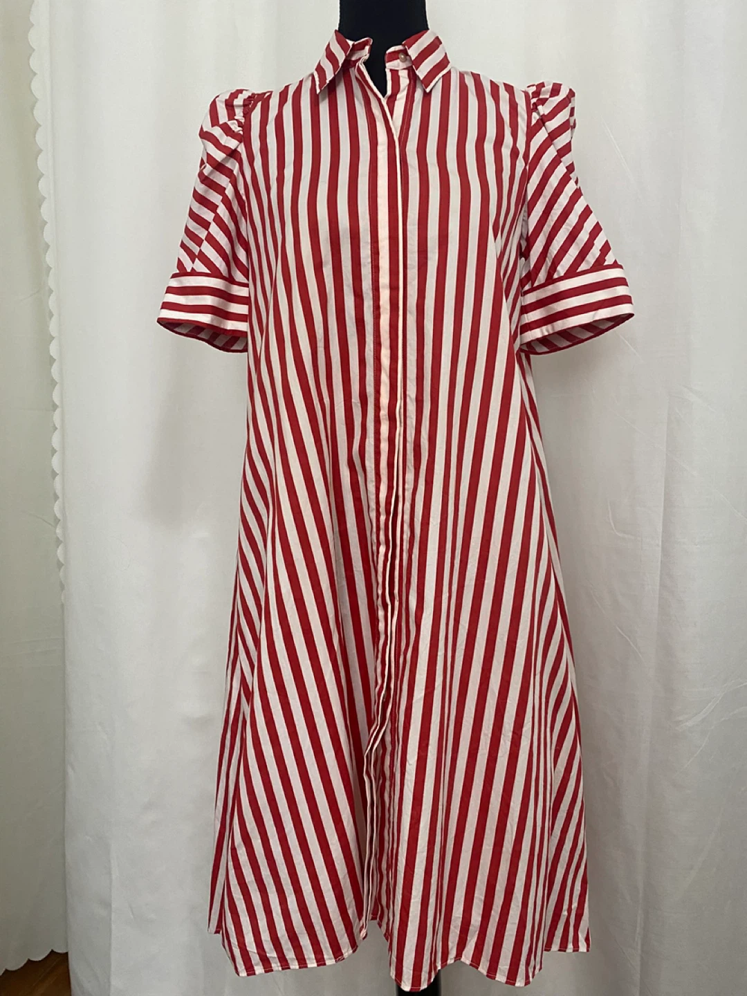 ZARA Woman Red and White Striped Shirt Dress