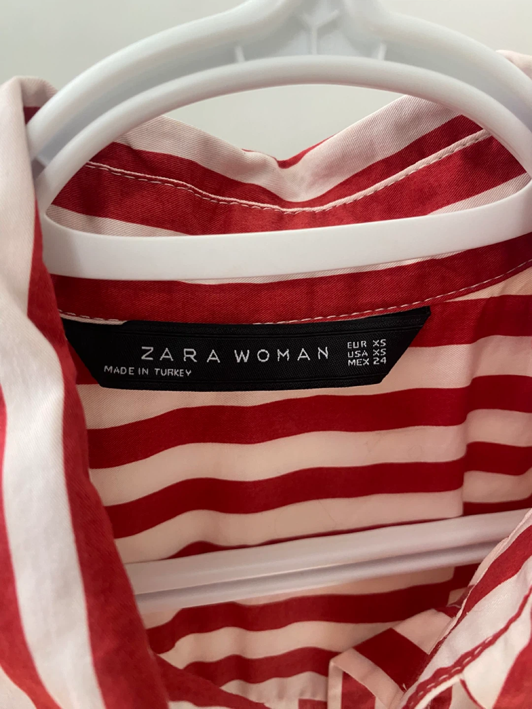 ZARA Woman Red and White Striped Shirt Dress - photo 2