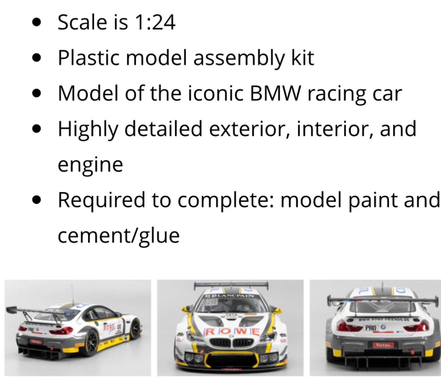 Hobby NuNu BMW M6 GT3 2016 Spa 24 Hours Winner Model Kit 1:24 - photo 3