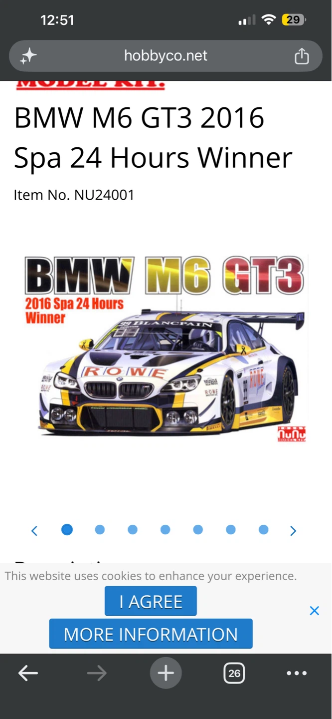Hobby NuNu BMW M6 GT3 2016 Spa 24 Hours Winner Model Kit 1:24 - photo 4
