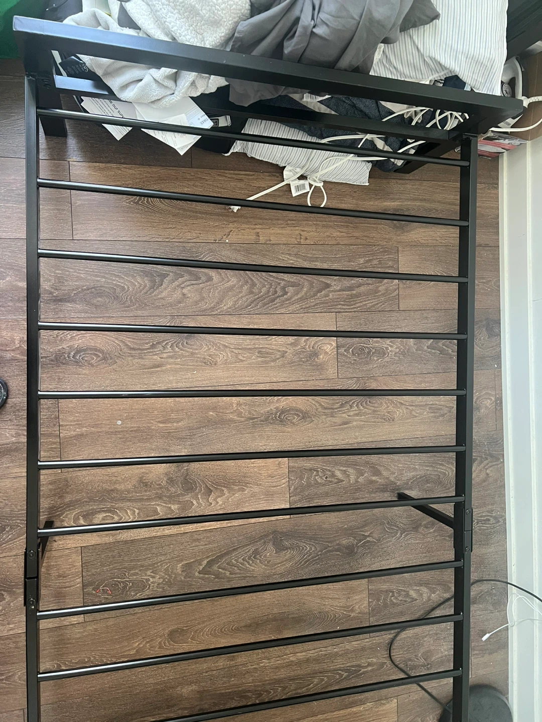 Black Metal Bed Frame with Headboard and Mattress - photo 2