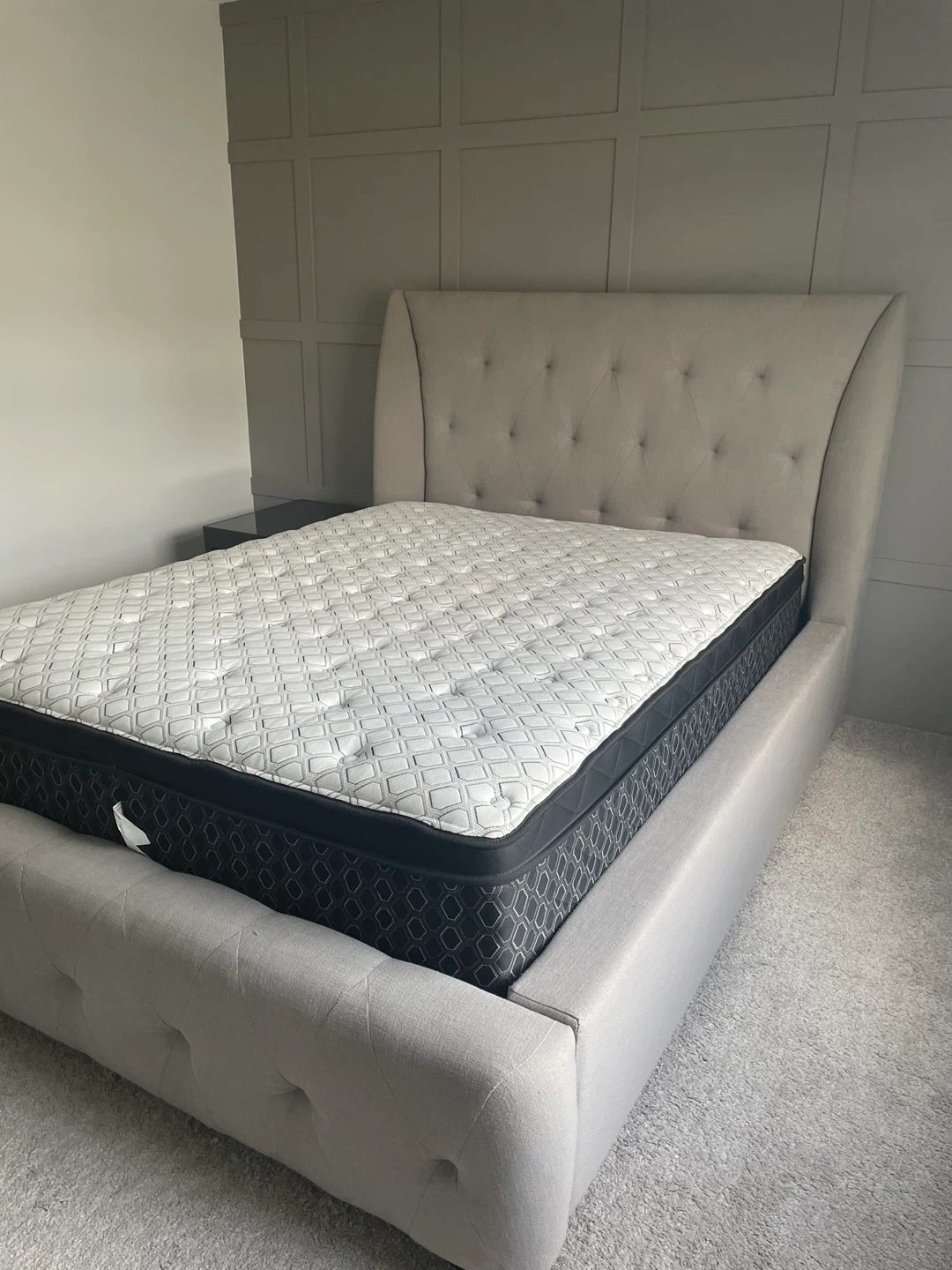Tufted Upholstered Bed Frame with Mattress