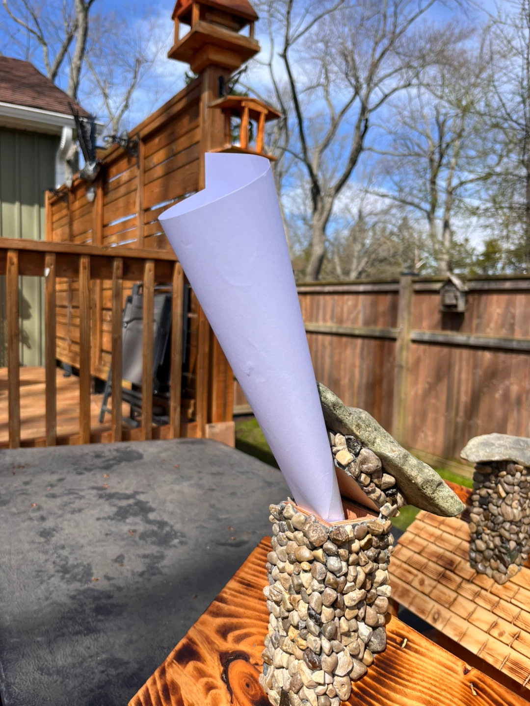 Wooden Bird feeder with Stone Chimney - photo 4