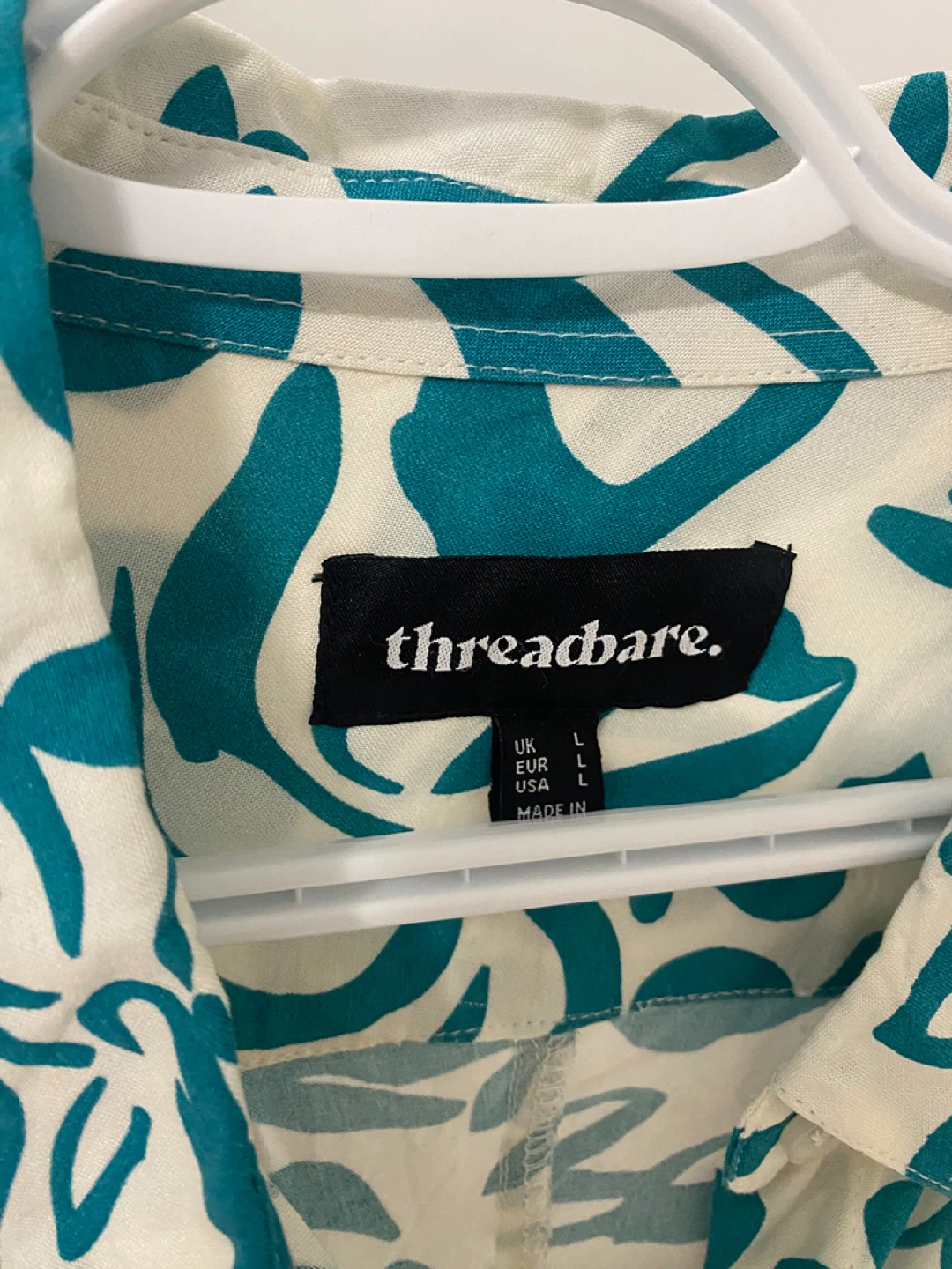 Threadbare Teal Floral Print Shirt Dress Size L - photo 2