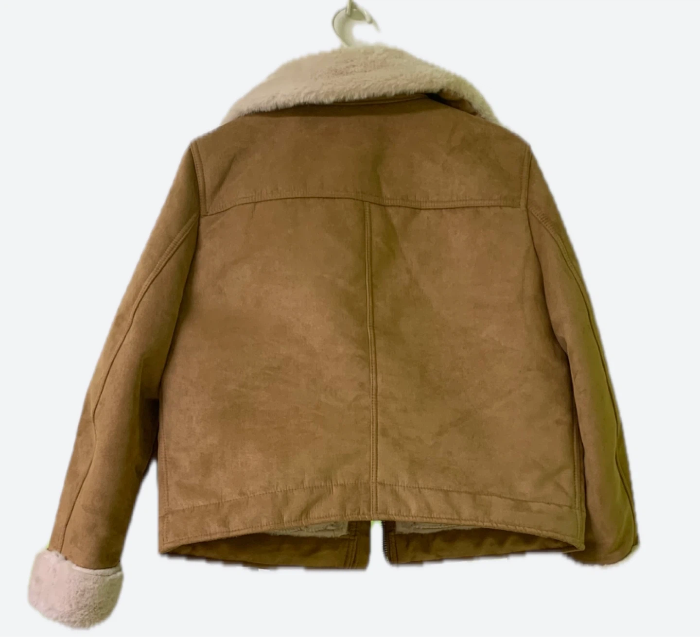 H&M Brown Faux Suede Aviator Jacket with Sherpa Collar - photo 2