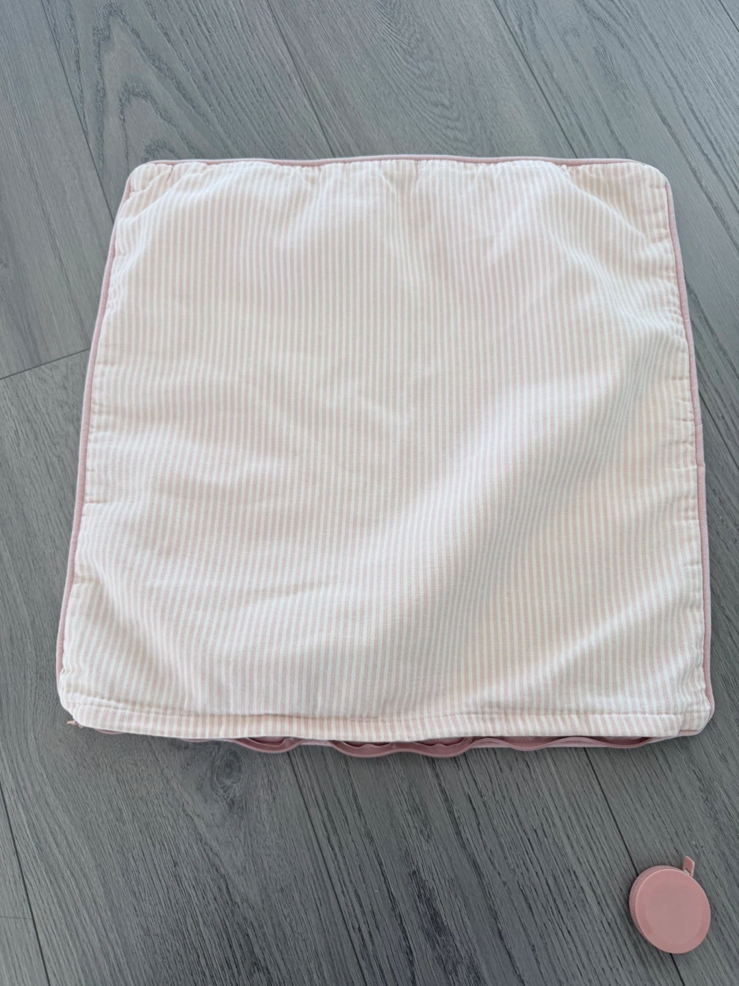 Pink Striped and Floral Decorative Pillow Cover - photo 2