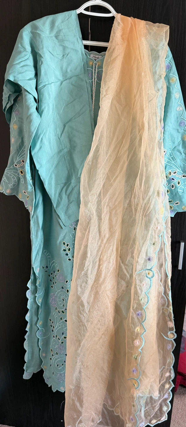 Teal Embroidered Kurti with Dupatta - photo 2