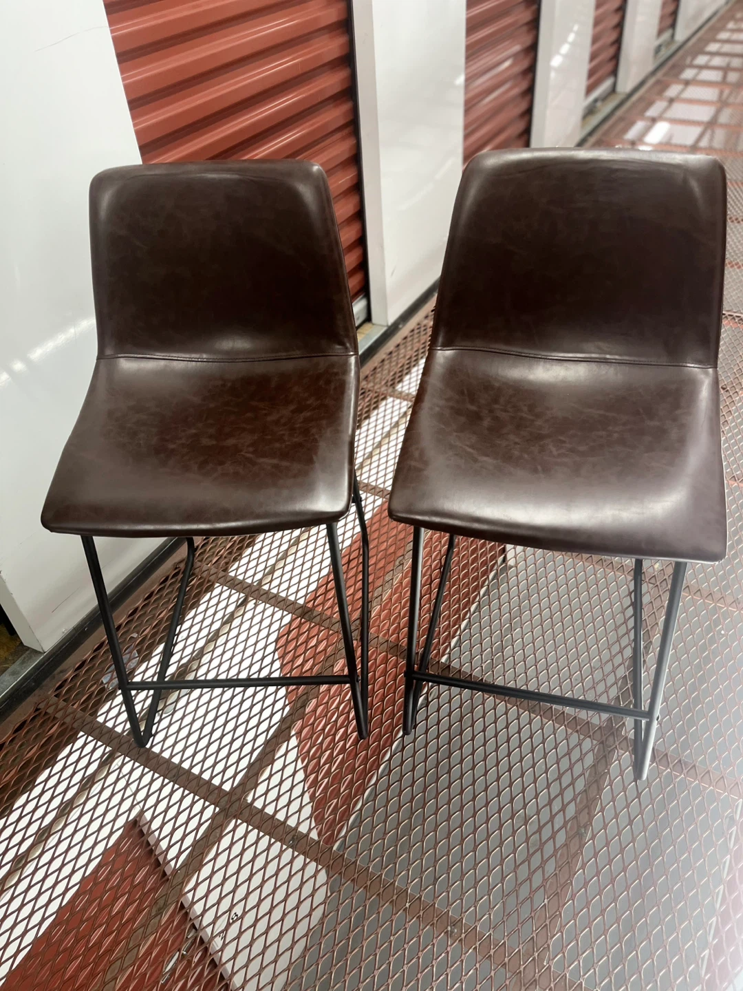 Set of 2 Brown Faux Leather Bar Stools