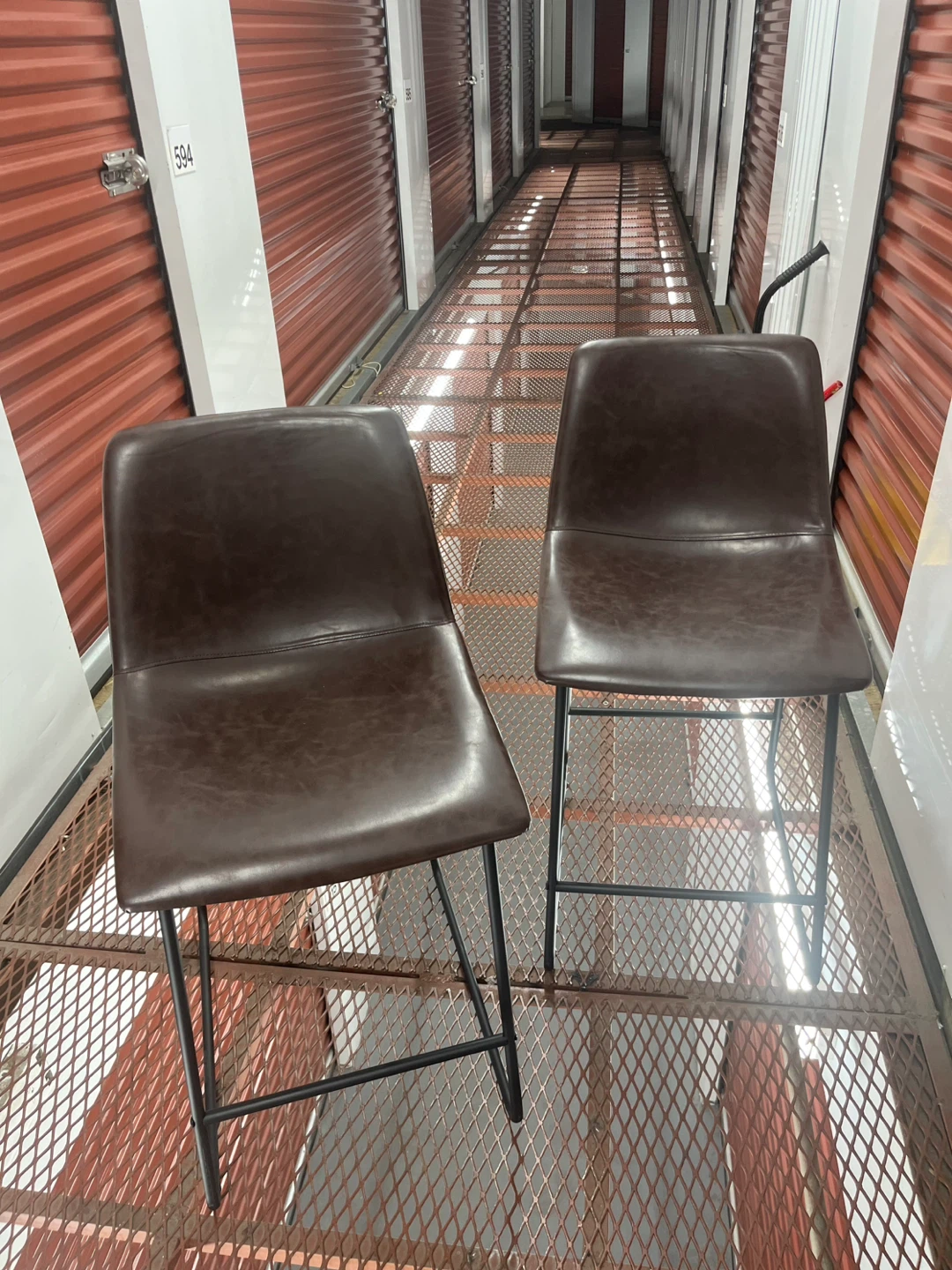 Set of 2 Brown Faux Leather Bar Stools - photo 3