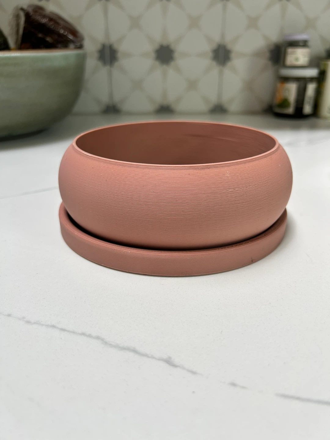 Pink Round Plant Pot with Saucer