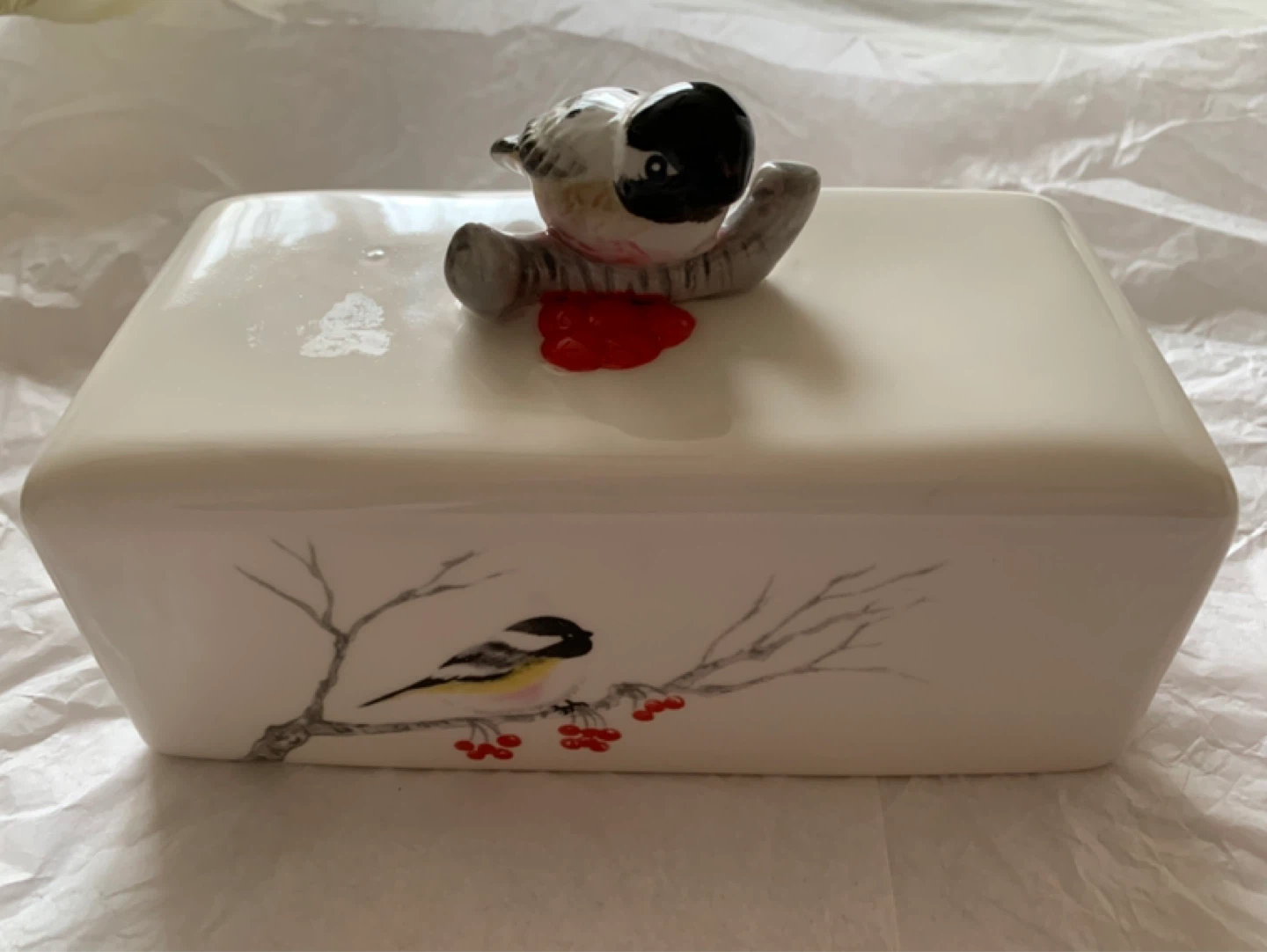 Ceramic Butter Dish with Bird Design - photo 2