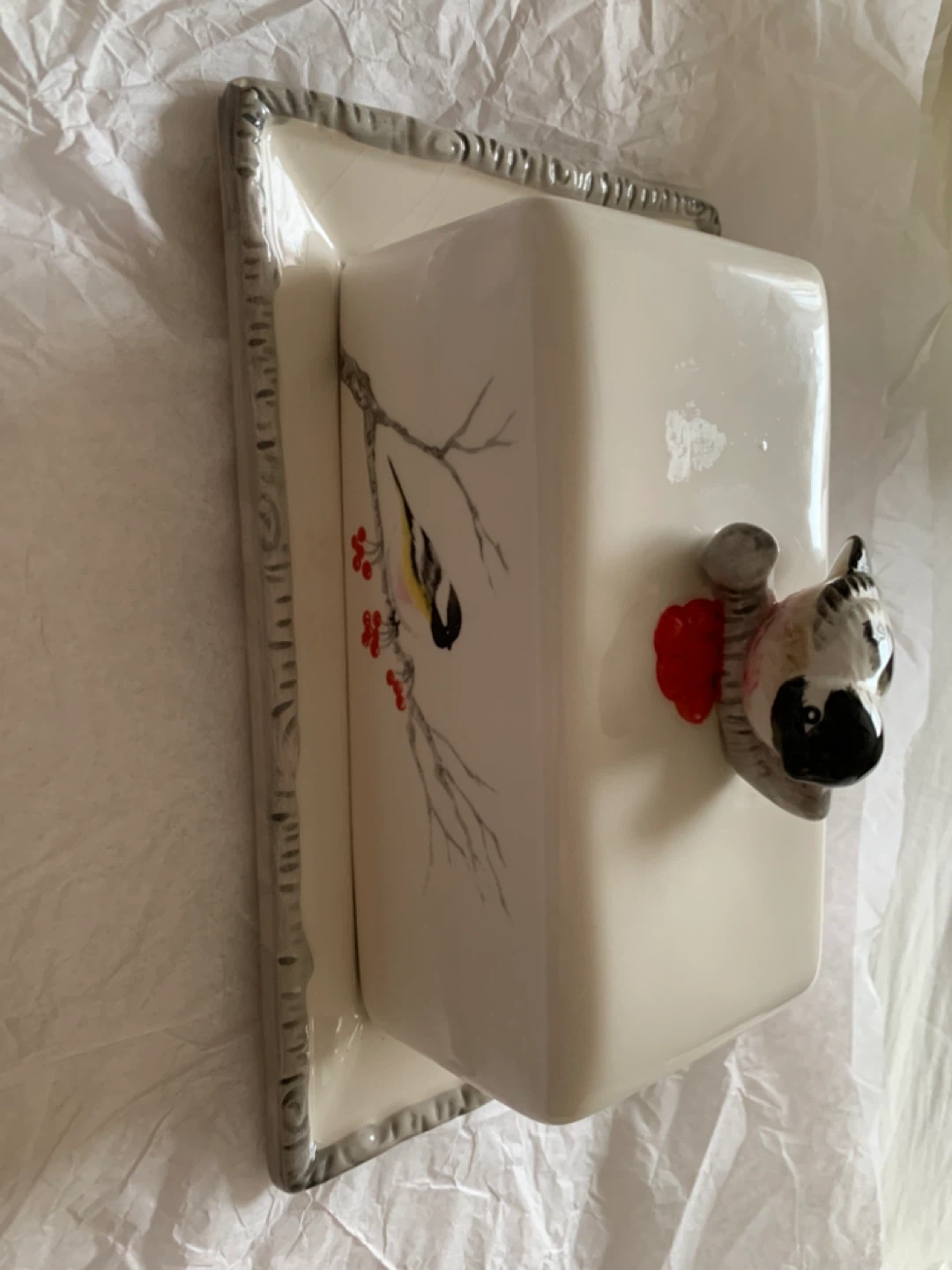 Ceramic Butter Dish with Bird Design - photo 4