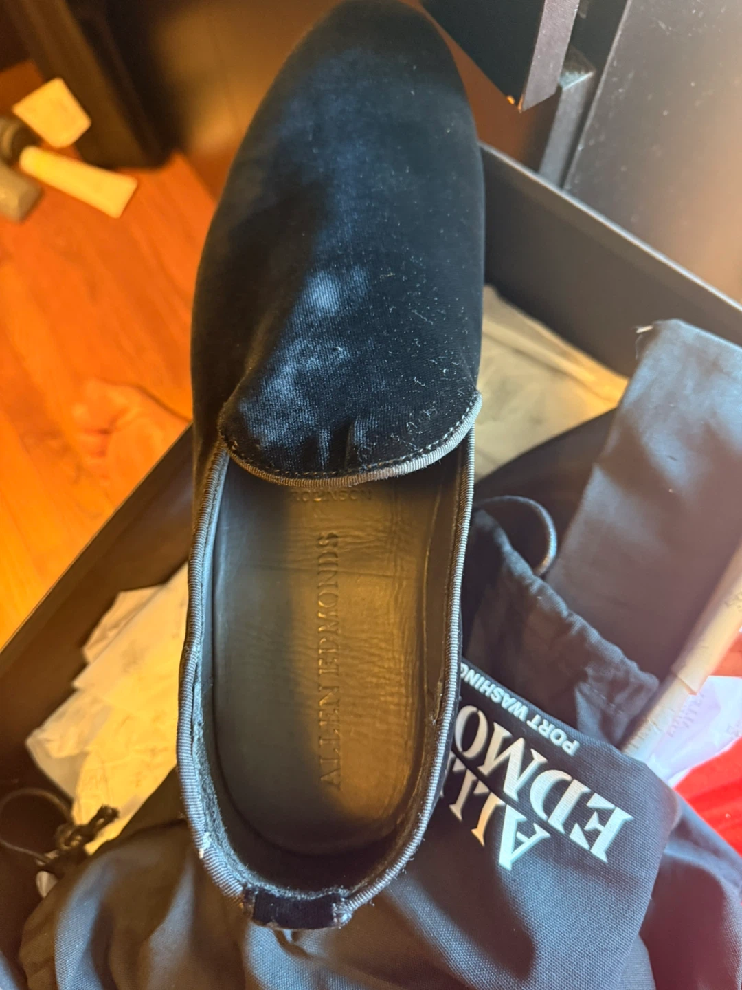 Allen Edmonds Robinson Black Velvet Loafers - Size 11.5 D
