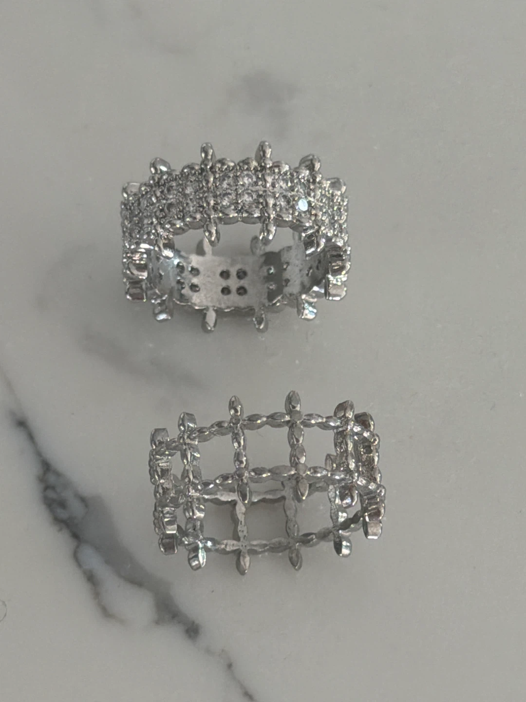 Set of 2 Rhinestone Stackable Rings