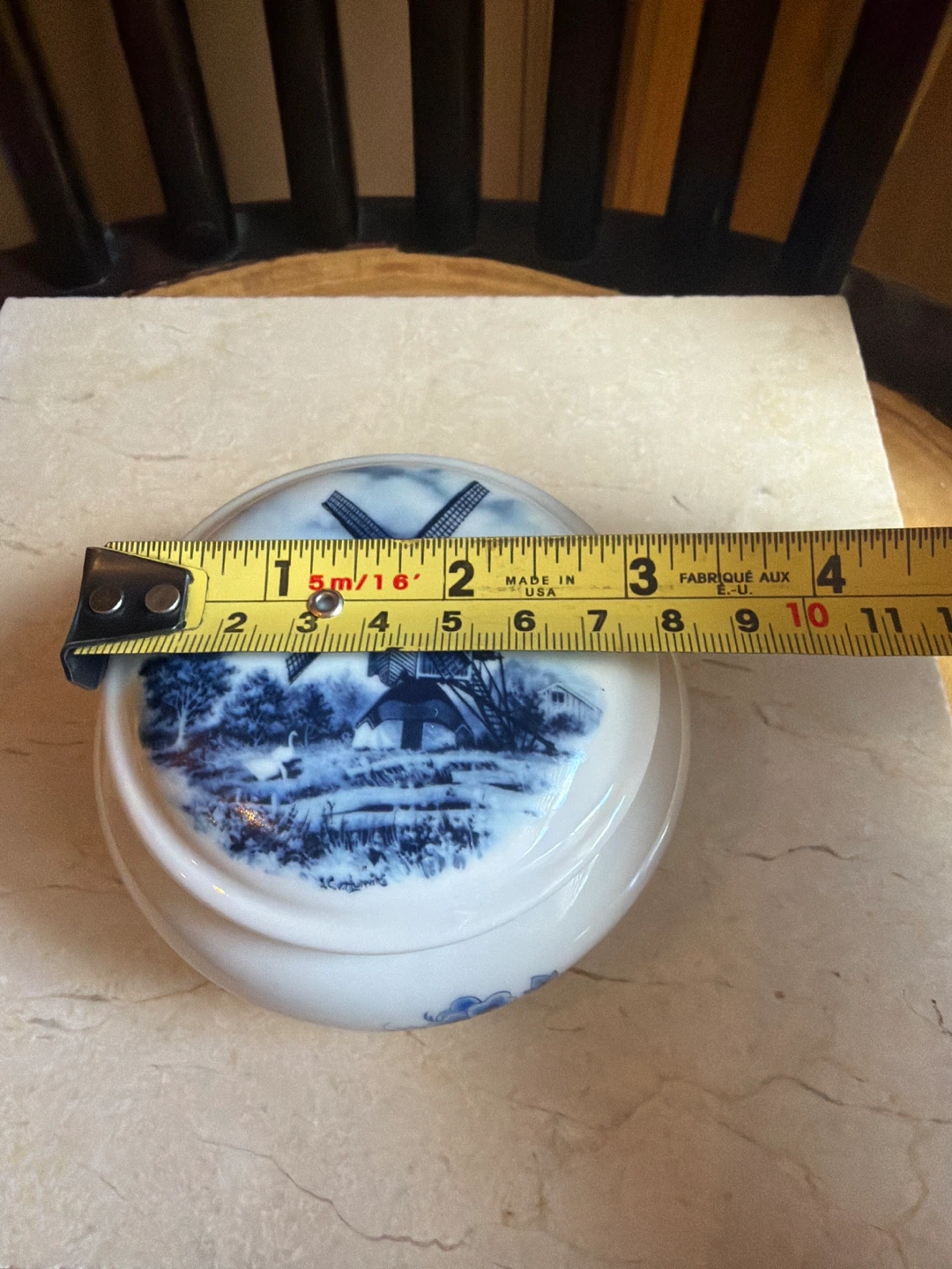 DELFT Porcelain Trinket Box with Windmill Scene - photo 5