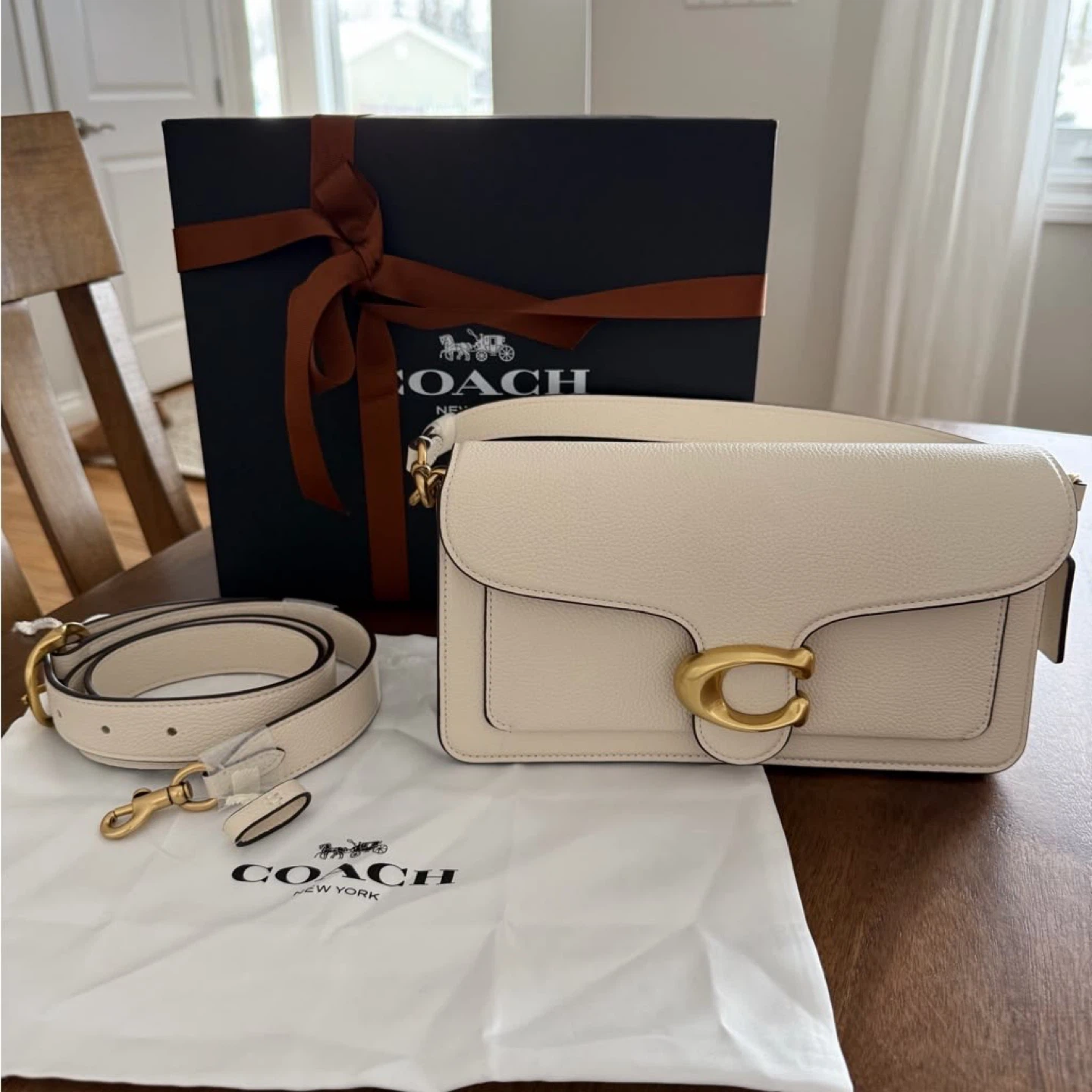 Coach Tabby 26 Shoulder Bag Cream Pebble Leather