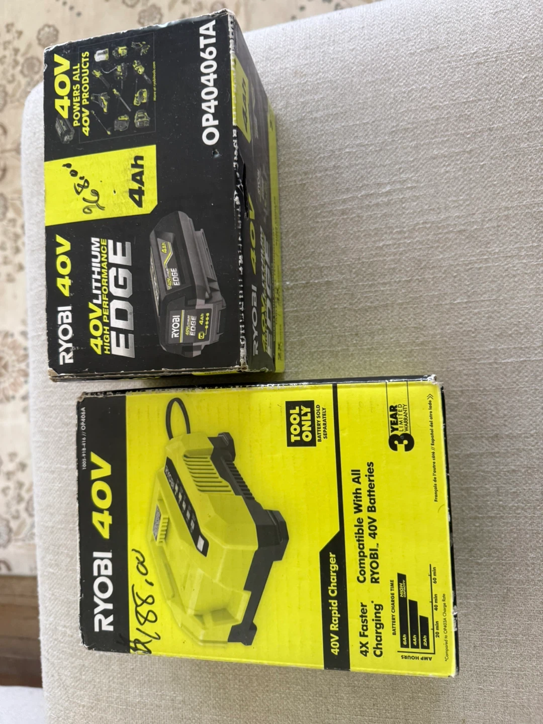 Ryobi 40V Rapid Charger and 4Ah Lithium-Ion Battery