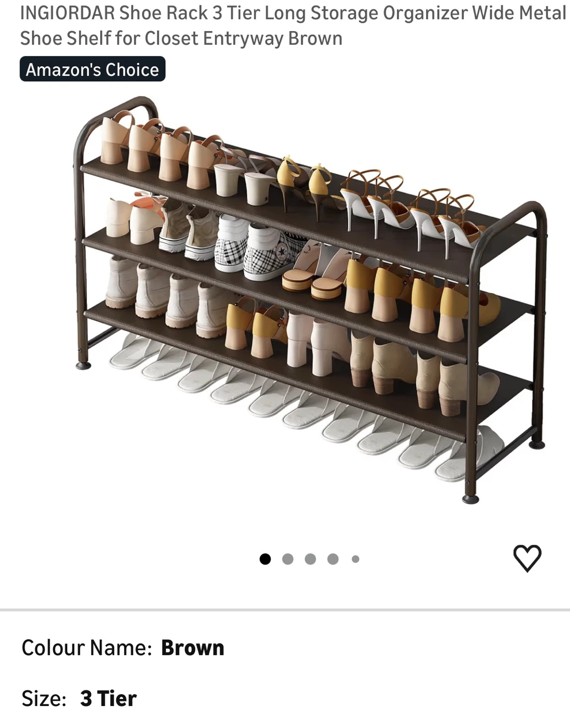 Shoe Rack3Tier Long Storage Organizer Wide Metal Shoe Shelf R3T