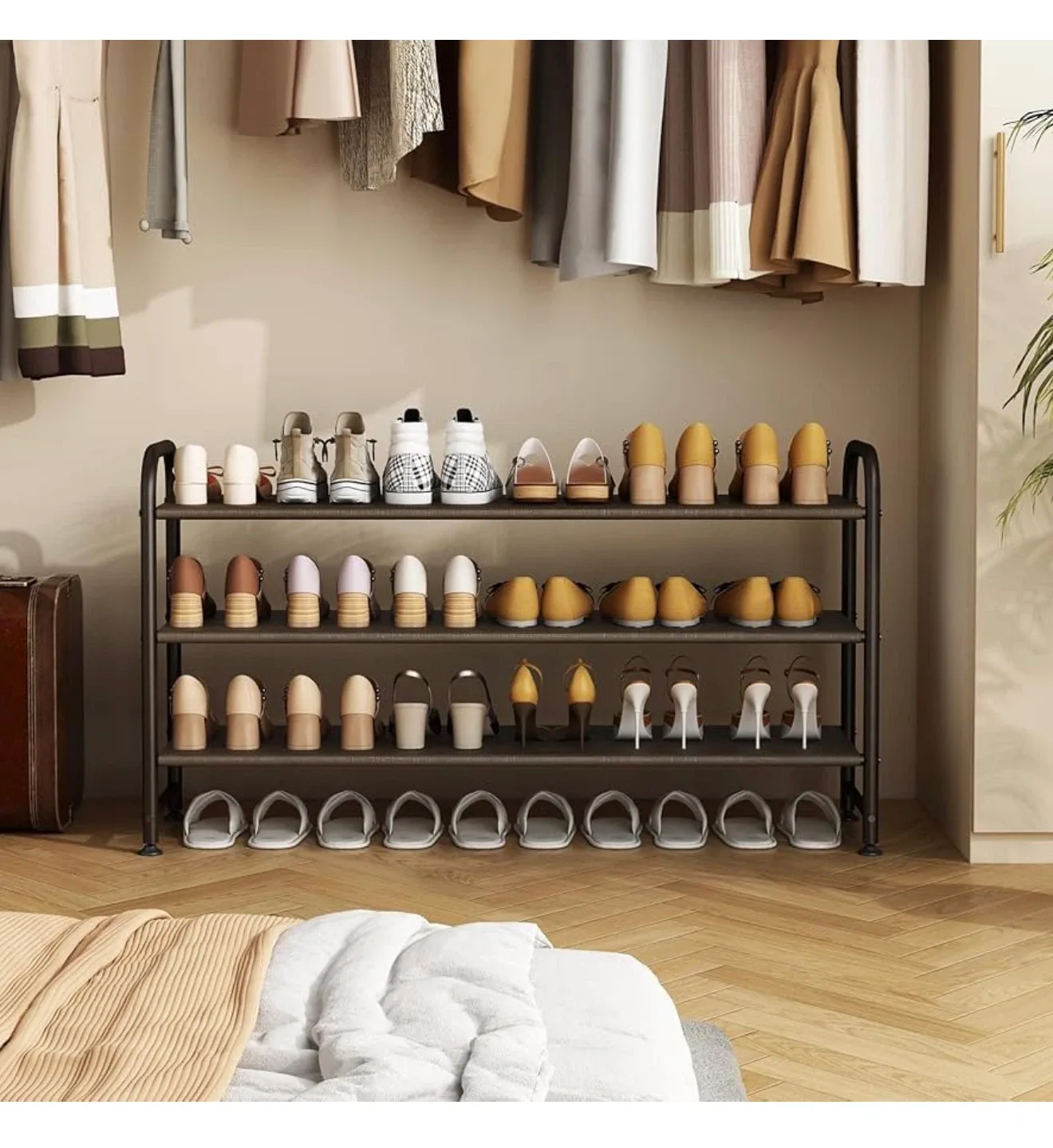 Shoe Rack3Tier Long Storage Organizer Wide Metal Shoe Shelf R3T - photo 2