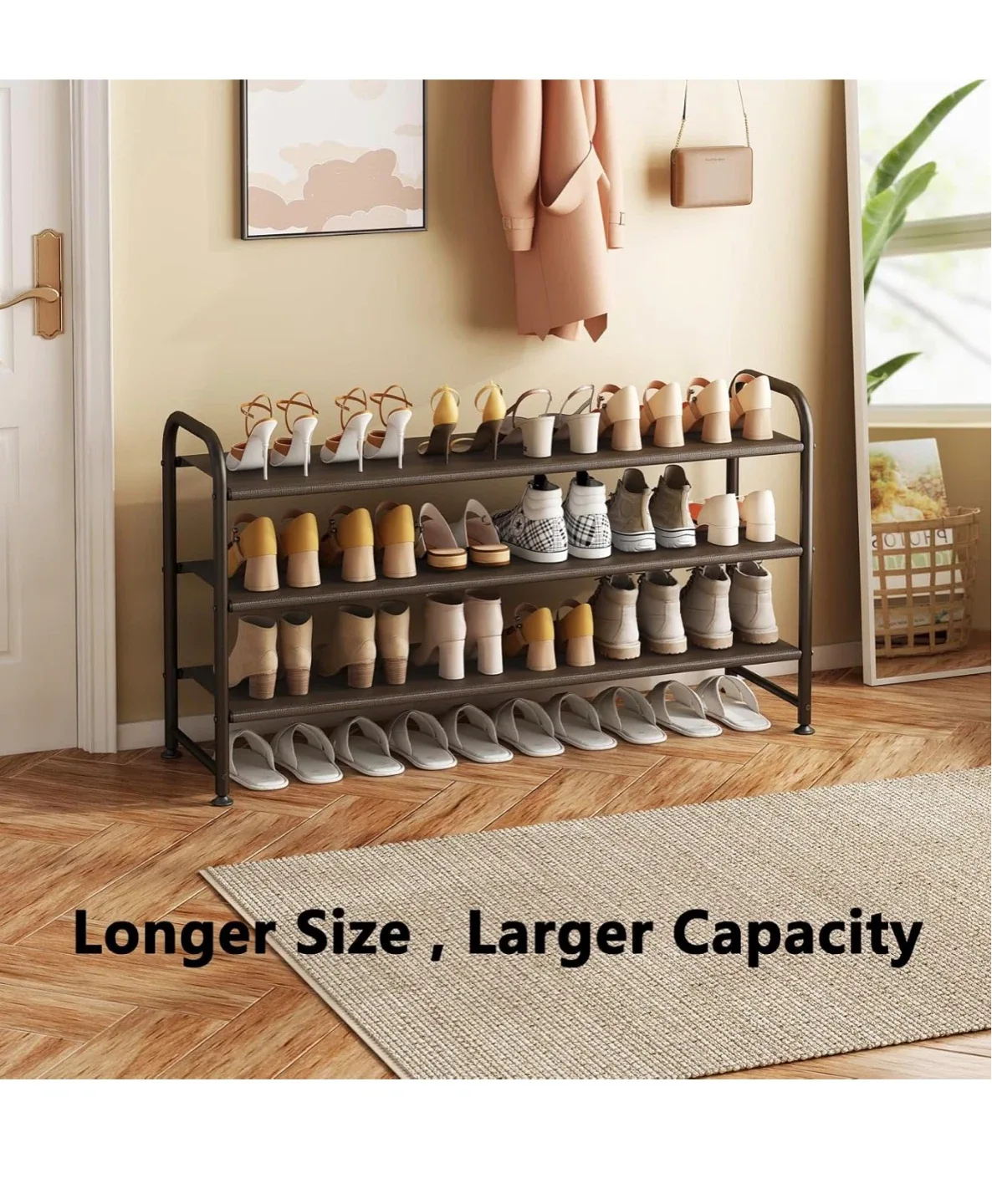Shoe Rack3Tier Long Storage Organizer Wide Metal Shoe Shelf R3T - photo 4