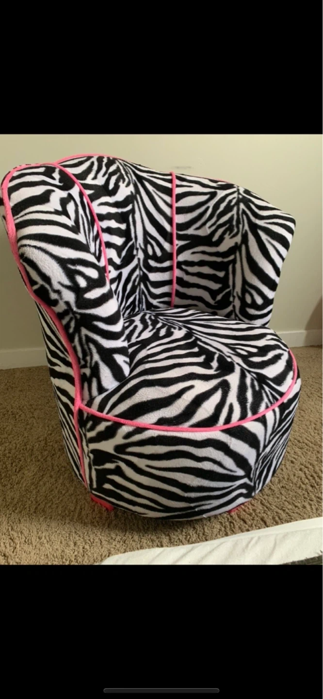 Zebra Print Accent Chair with Pink Trim