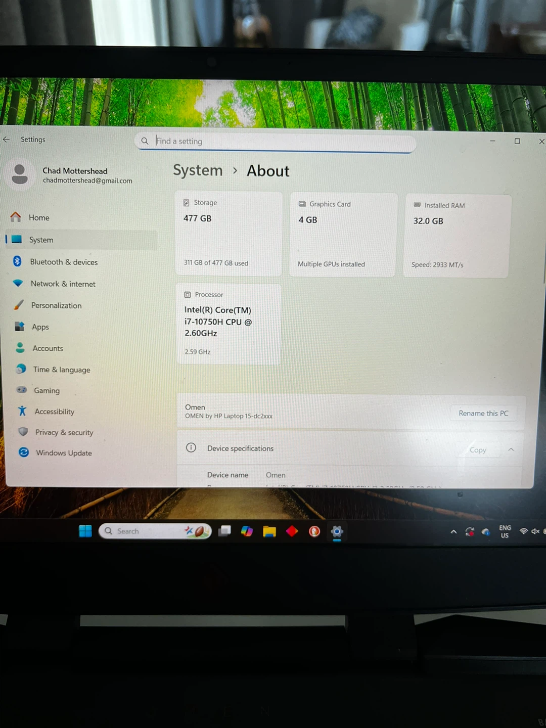 HP OMEN Gaming Laptop Intel Core i7 10th Gen 32GB RAM - photo 2