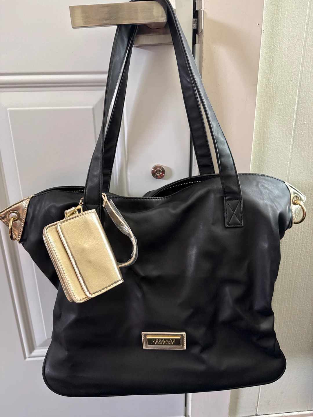Versace Parfum Black Tote Bag with Gold Pouch - photo 2