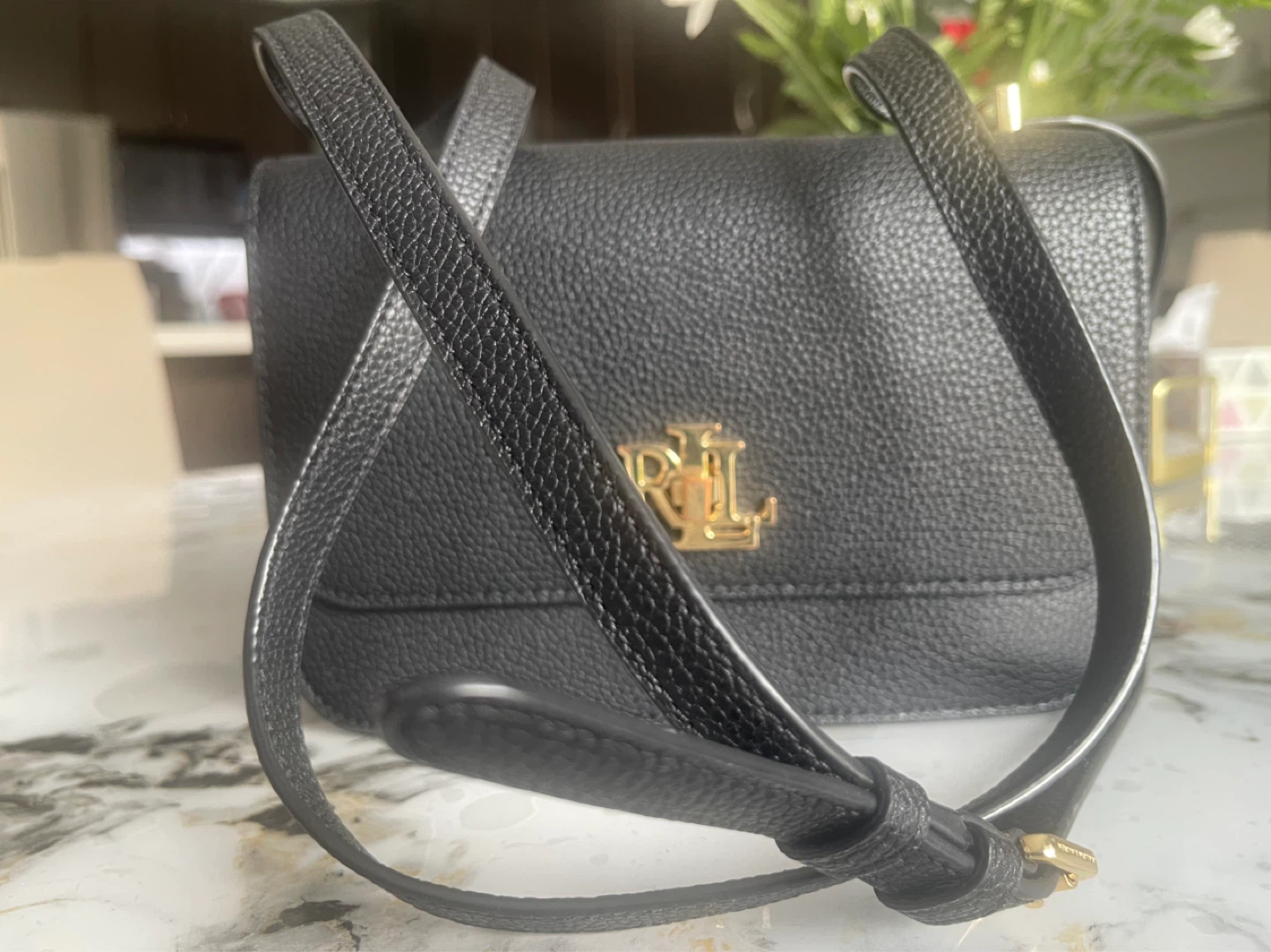 Lauren Ralph Lauren Black Leather Flap Crossbody Bag - photo 3