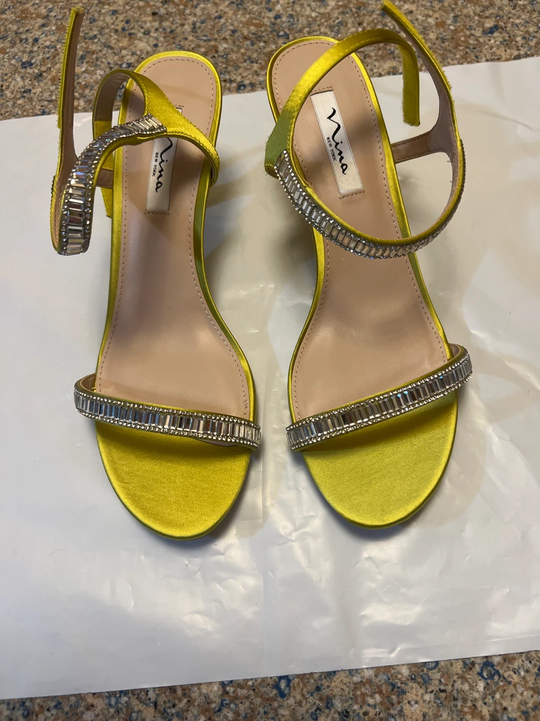 Nina Women's Yellow Embellished Heeled Sandals