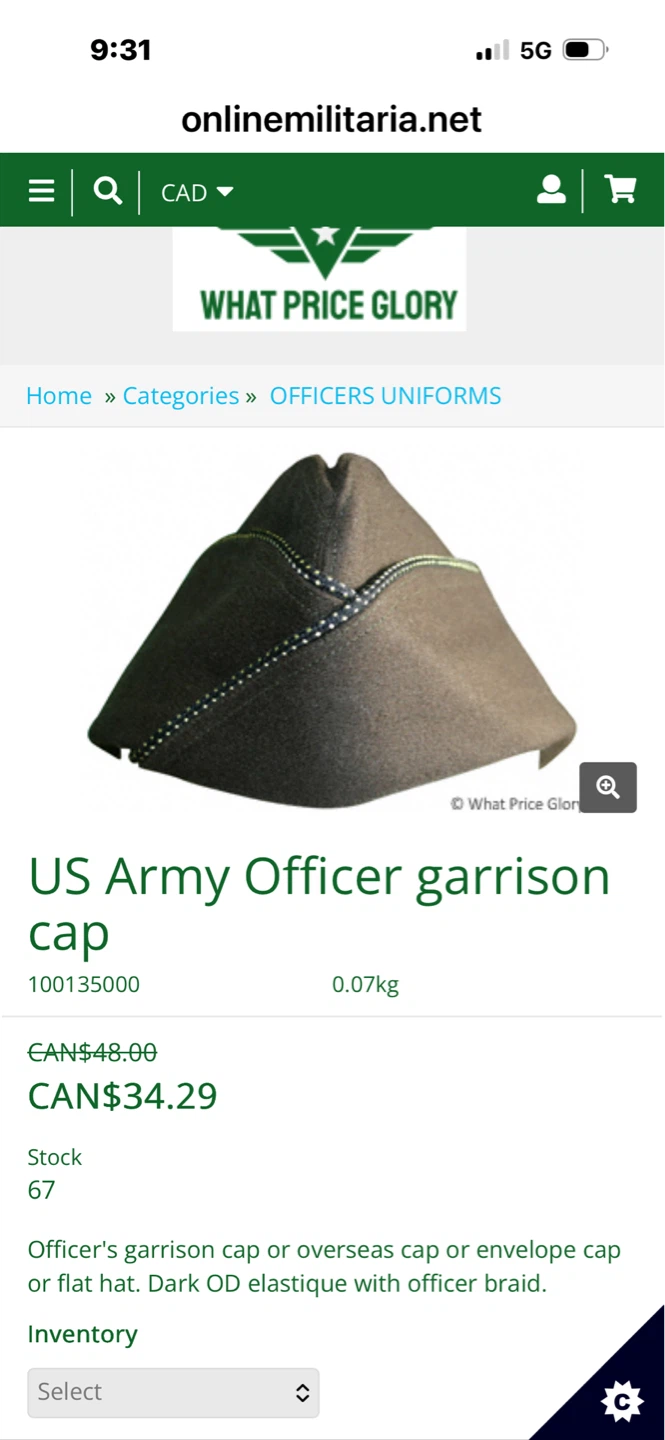 US Army Officer Garrison Cap - photo 3