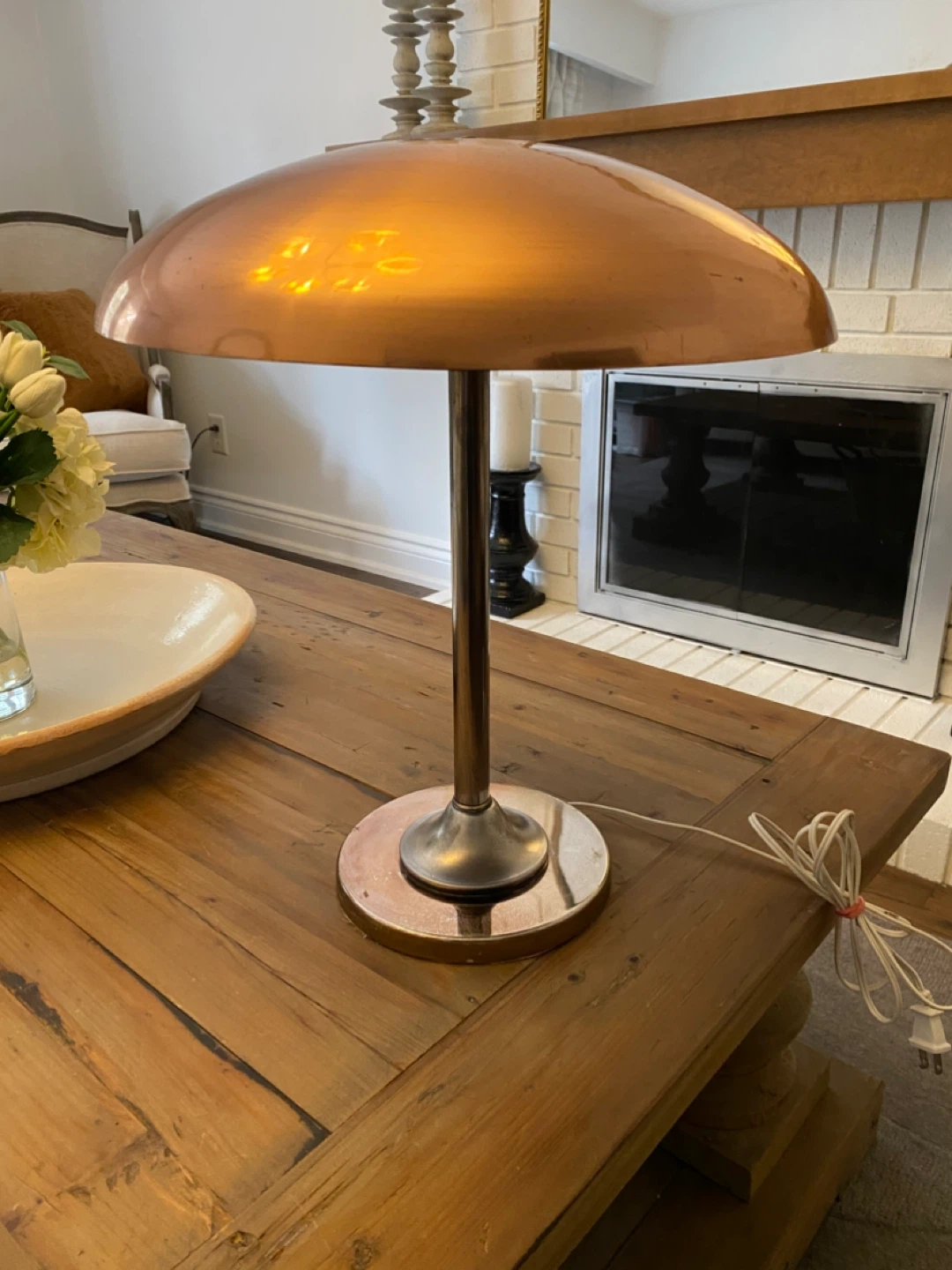 Vintage Copper and Chrome Table Lamp Rudson lighting - photo 3