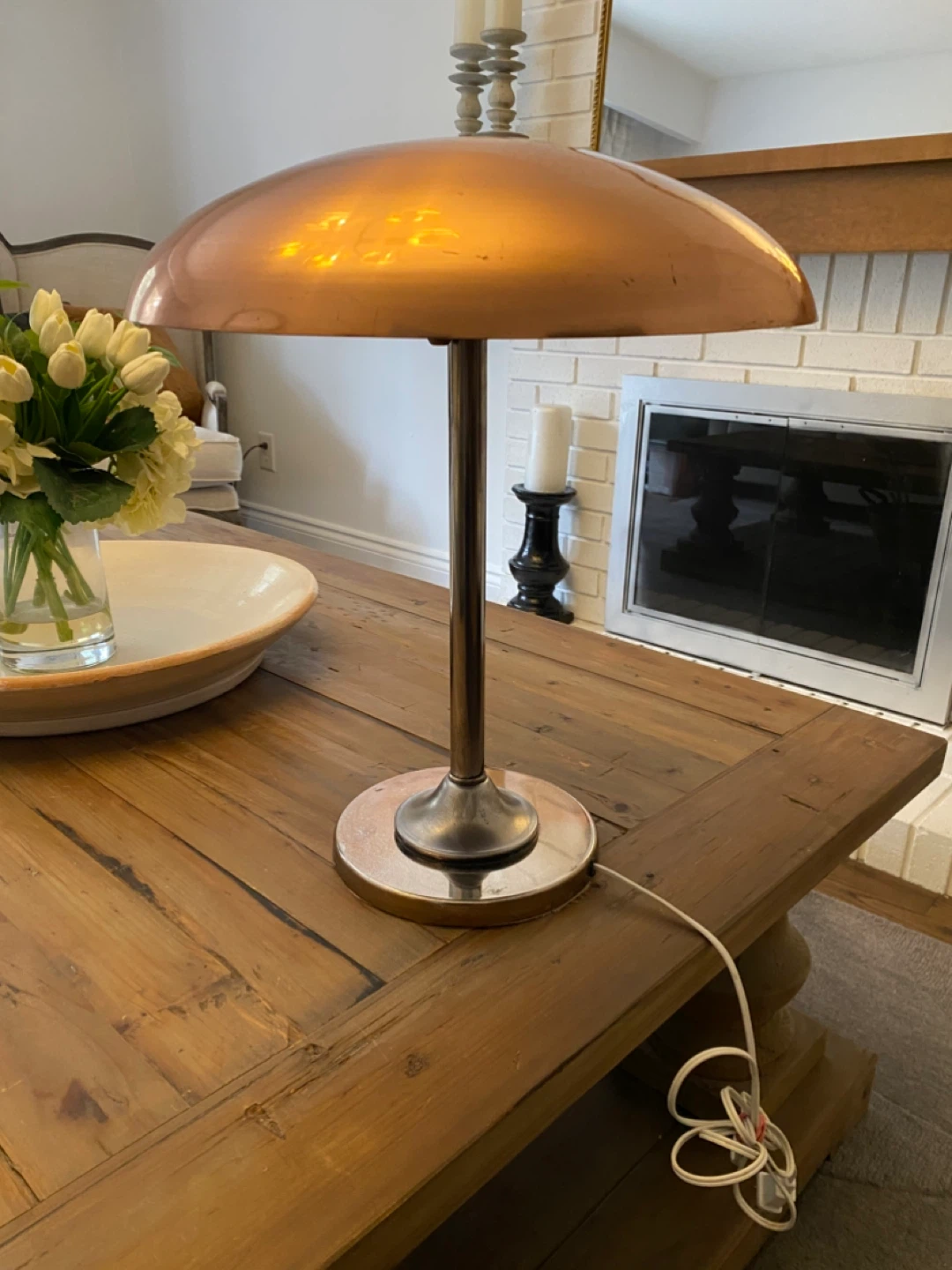 Vintage Copper and Chrome Table Lamp Rudson lighting - photo 2