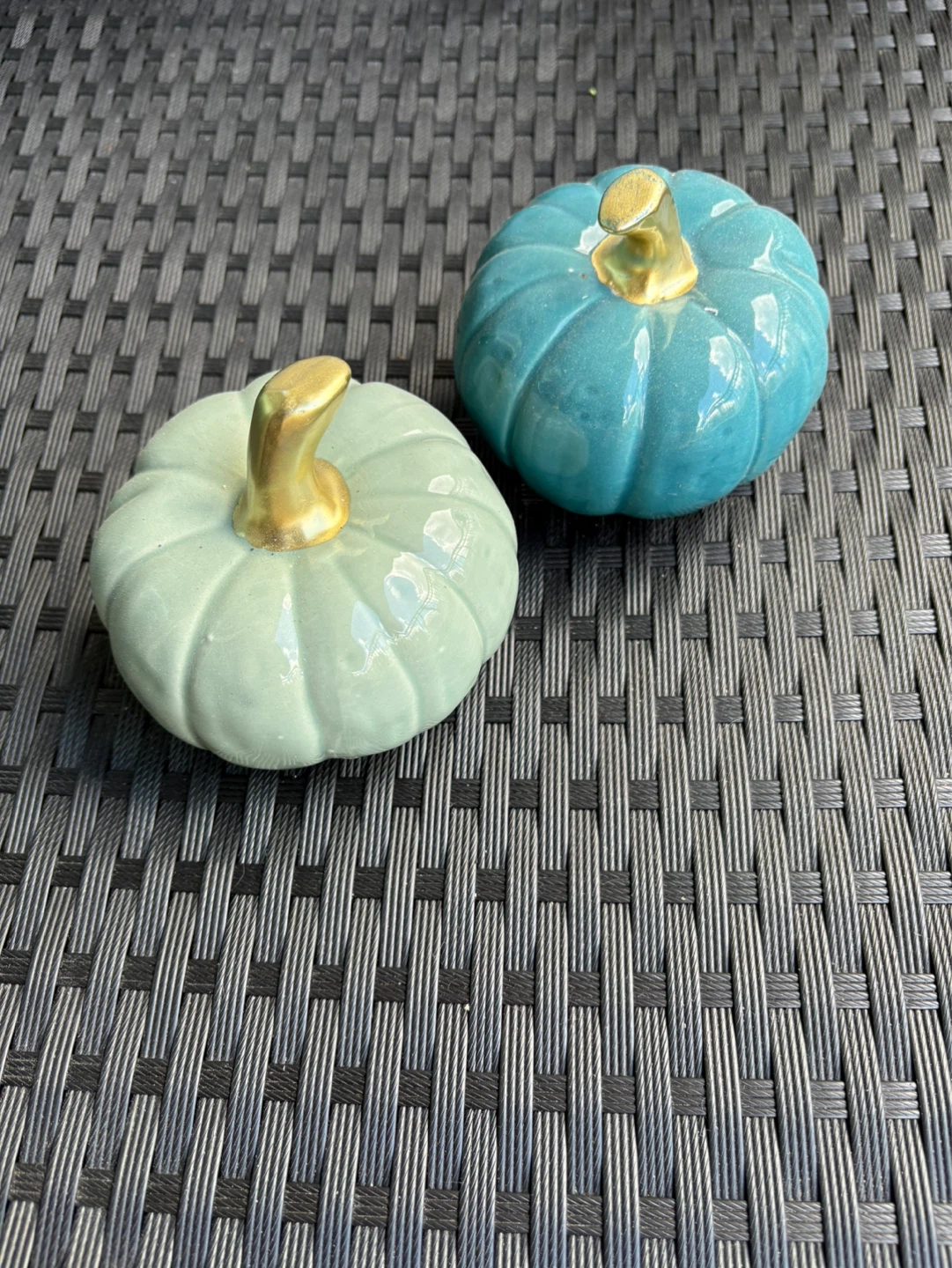 Set of 2 decorative Pumpkins - Mint Green & Teal